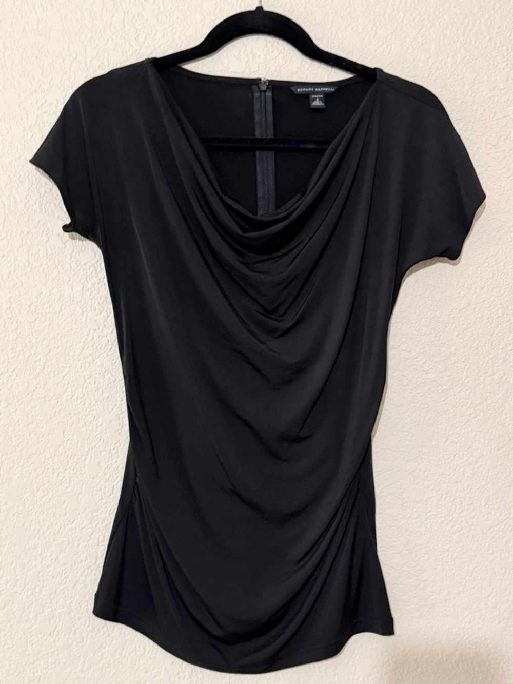 Banana Republic Black Cowl Neck Short Sleeve Top